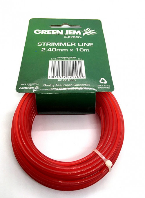 Brushcutter -Strimmer- Trimmer Nylon- Cord Wire 2.4 mm x 10m. Green Jem. Brand New