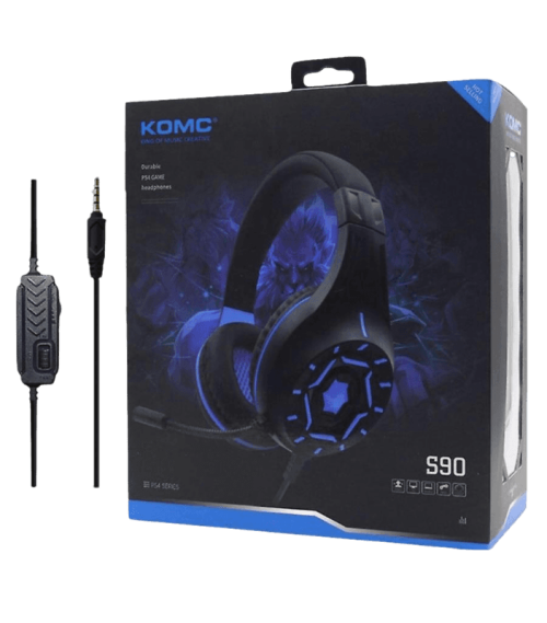 KOMC  S90 PS4 Gaming Headset 3.5mm Wired Stereo Gaming Headphones  with Noise-Reduction Microphone.   Red / Blue