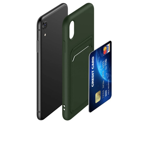 Case for Apple iPhone XR with Card Holder Slot on Back. Green